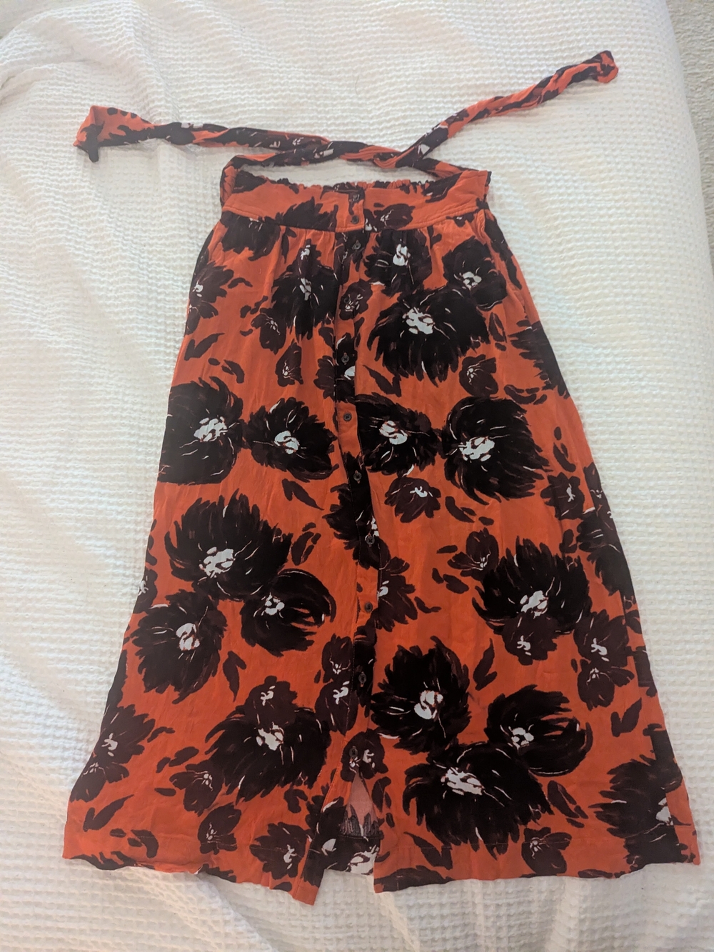 a new day Rust Maxi Skirt with Black Floral Print